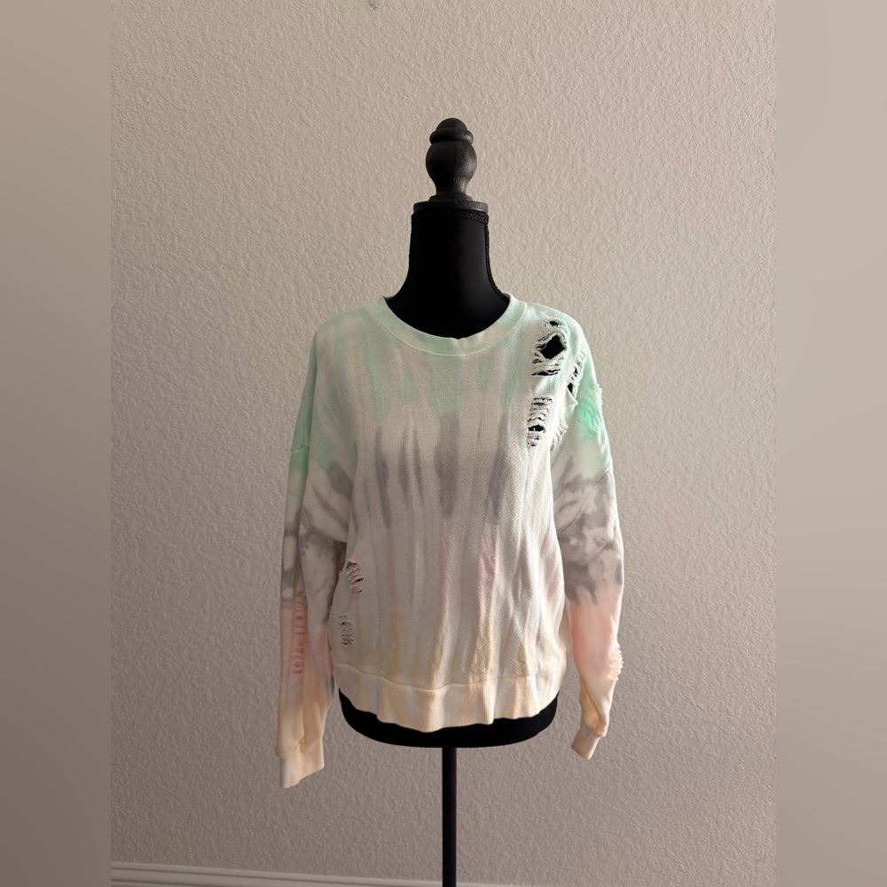 Vintage Havana Pastel Tie Dye Distressed Sweatshirt Crewneck